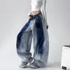 Jeans Curvos Lavados con Degradado Estilo Retro Americano para Mujer 2025 Nuevos Pantalones Largos Casuales Versátiles de Estilo Holgado Perezoso