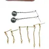 Accesorios para Pendientes de Perlas DIY Aguja de Plata 925 Pendientes Chapados en Oro Borla de Frijol Dorado Semiacabado Accesorios para Pendientes Largos para Mujer