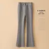 Calças femininas de lã boca de sino, novas calças de cintura alta boca de sino para primavera, outono e inverno, modernas, casuais, versáteis, calças compridas com leve elasticidade