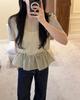 Ins Coreano 2026 Verano Nuevo Estilo Estilo Francés Fruncido en la Cintura con Cordón Adelgazante Manga Corta Top para Mujer
