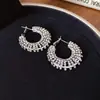Brincos de Franja Flor de Diamante Retrô para Mulheres, Brincos Pingente com Design Acessível de Luxo da Moda, Brincos de Nicho Exquisitos de Alta Qualidade