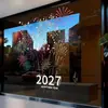 Adesivos Eletrostáticos para Vitrine de Shopping de Ano Novo 2027, Adesivos Decorativos de Atmosfera de Ano Novo do Ano do Carneiro, Adesivos de Vitrine de Fogos de Artifício, Adesivos de Porta