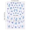 Nuevas pegatinas de uñas transfronterizas para primavera y verano, pegatinas de uñas adhesivas con flores azules y lazo francés, venta al por mayor.