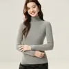 Suéter 100% cachemira pura Bai Cai Rong, colección mujer 2026, cuello alto, tejido de canalé, corte ajustado, simple y elegante, perfecto como capa base