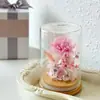 Caixa de Presente Cruzada para o Dia das Mães com Flor Eterna e Tampa de Vidro, Presente de Cravo, Decoração de Casa, Ornamento de Flores Secas