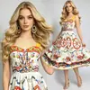 Vestido strapless vintage estampado tridimensional 2026 transfronterizo con espalda elástica y cintura alta