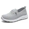 Zapatos de malla de punto volador para mujer de talla grande transfronterizos con cordones elásticos, zapatos casuales ligeros con suelas suaves, transpirables para el uso diario