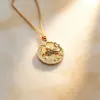 Colgante de Ciervo de Dunhuang Esmaltado Oro Puro 999 Collar de Plata de Ley Regalo para Novia Regalo de Verano