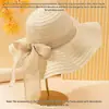 Sombrero de Sol de Playa de Verano para Mujer Estilo Coreano con Cinta Transfronteriza y Lazo, Sombrero de Paja para el Sol, Popular en el Extranjero