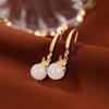 Pendientes de plata 925 chapados en oro con circonitas y jade blanco Hotan, ligeros y de lujo, para mujer.