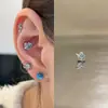Pendientes Únicos Planeta Azul Saturno Acero de Titanio Súper Brillantes Clavos para Cartílago Auricular Pendientes Azules para Mujer Más Fáciles de Combinar Tapones para Oídos de Rosca