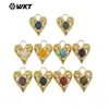 WT-P2132 Collar de Joyería Pequeño y Exquisito Colgante DIY Forma de Corazón Color Latón Piedras Preciosas Turquesa Cristal Incrustado