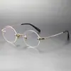 Óculos Aro Fino Retrô Britânicos, Armação Redonda de Titânio Puro, Adequado para Lentes de Grau, Estilo Masculino, Visual Intelectual Bad Boy