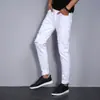 Calças jeans brancas para homens 2023 slim fit rasgadas jeans masculinos para adolescentes calças skinny elásticas peça única atacado