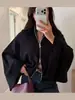 Roupas Femininas Transfronteiriças Estilo Europeu e Americano Toque de Luxo Gola Alta Zíper Duplo Silhueta Solta Mangas Sino Cardigã de Tricô Feminino Outono e Inverno