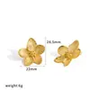 Aretes de Flor de Gota de Aceite Colorida Li Quan Juego de Joyería de Collar y Aretes de Acero Inoxidable de Oro de 18 Quilates Cadena de Clavícula de Alta Gama