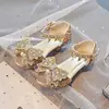 Sapatos de Princesa de Cristal para Meninas Sandálias Cor-de-Rosa de Salto Alto Infantis Desfile de Moda Apresentação de Piano com Vestido Formal Sapatos Individuais