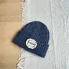 Estilo Coreano Simple y Dulce Etiqueta de Tela de Encaje Gorro de Punto Versátil Otoño e Invierno Gorro de Lana Engrosado Gorro Cálido a Prueba de Viento