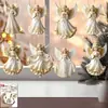 Adornos Colgantes de Madera Planos 2D de 8 Piezas Set de Colgantes Festivos de Navidad Regalo de Año Nuevo Decoración del Hogar