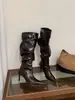 Botas de Cavaleiro Apontadas de Salto Alto Botas Femininas 2025 Novas Botas de Cano Médio Slim de Outono e Inverno com Saias