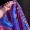 Tela Azul Agua Brillante Líquida Ilusión Organza Láser Vestido de Novia Malla Degradada Fondo de Fotografía Tela para Ropa