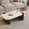 Nueva mesa de centro rectangular estilo vintage color crema para la sala de estar, que ofrece un diseño de alta gama, minimalista y único