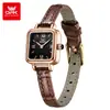 Reloj Marca Opk Cuadrado Starlight Literal Elegante para Mujer Reloj Pequeño Marrón Estilo Coreano Resistente al Agua Reloj de Cuarzo Reloj para Mujer