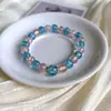 Pulseira Explosiva de Vidro Bicolor Azul e Roxa para Melhores Amigas, Pulseiras de Contas Artesanais Doces e Sofisticadas para Estudantes como Presentes
