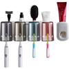 Estante para cepillos de dientes, sin perforaciones, para enjuague bucal, para inodoro, montado en la pared, eléctrico, para pasta de dientes y cepillos de dientes.