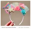 Faixas de Cabeça Infantis, Argolas Coloridas com Lantejoulas de Sereia para Meninas, Faixas de Cabelo de Tule com Flor e Concha de Princesa, Novos Acessórios de Cabelo da Moda para Meninas