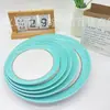 Melamina prato redondo bicolor plástico prato de lanche prato frio prato oval tipo porcelana para peixe restaurante refogado