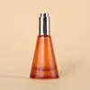 Nueva Botella Gotero de Vidrio con Bomba de Prensa Cónica 15ml Elegante Botella Marrón Mate para Aceites Esenciales Botella para Cuidado del Cabello y la Piel