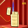 Encendedor Recto Dorado Rico y Moderno Forma de Barra de Oro Cuerpo Metálico Pequeño y Portátil Divertido Genial Encendedor de Cigarrillos Venta al por Mayor