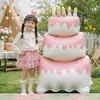 Globo grande de pastel rosa decoración de cumpleaños ambientación de escena para el primer cumpleaños de niñas fiesta infantil con sentido de ceremonia pared de fondo