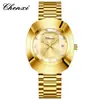 Reloj de Cuarzo para Pareja Marca Chenxi, Dorado con Diamantes, Acero Inoxidable Resistente al Agua con Calendario, Reloj de Pulsera para Hombre y Mujer, Transfronterizo