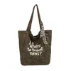 Bolsa Tote Dupla Face Estampa de Leopardo Retrô Estilo Preguiçoso Feminino Grande Capacidade para o Dia a Dia Bolsa de Lona Casual Versátil Bolsa de Ombro