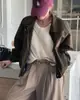 O tamanho foi atualizado. Jaqueta de couro PU estilo retrô chique coreano para mulheres, top cardigã casual solto de outono e inverno
