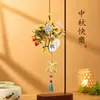 Pingente de Leque de Bambu do Festival do Meio Outono, Leque Tecido de Bambu para Pendurar na Porta, Sachê Interno com Sino, Decoração de Porta de Entrada, Ornamento Tradicional Chinês para Pendurar no Carro, Novo Estilo Chinês