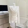 Camiseta de Encaje Estilo Francés Retro Falsa de Dos Piezas Cuello Oscilante Diseño Delgado Tejido Ajustado