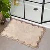 Alfombra de Piso Absorbente de Encaje Simple Imitación Cachemira Puerta de Baño Antideslizante, Resistente a la Suciedad y al Desgaste Suelo Suave Alfombra Doméstica