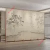 Divisória de tela simples moderna estilo chinês para sala de estar, hall de entrada, escritório, hotel, ventilador elétrico dobrável