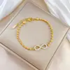 [Acero Inoxidable de Cuerpo Completo] Dongdaemun Personalidad Temperamento Mori Pulsera Redonda de Perlas de 8 Caracteres Femenina Celebridad de Internet Retro Regalo de Tocador