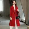 Abrigo de lana doble cara para mujer, 100% lana, con cuello de solapa, extralargo, por encima de la rodilla, estilo británico, gabardina de lana de un solo botón