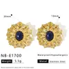 Pendientes Circulares de Girasol con Incrustaciones de Piedras Naturales, Diseño Hueco, Elegantes, Estilo Europeo y Americano, Acero Inoxidable, Exquisitos y Sencillos