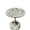 Mesa auxiliar de roca de lujo ligero, mesa de café pequeña, mesa de rincón para sala de estar, mesa redonda pequeña móvil simple y moderna para balcón, mesita de noche