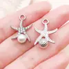 30 Tipos de Colgantes con Temática Oceánica y Pedrería: Ballena, Cangrejo, Tortuga, Estrella de Mar, Perla, Cola de Pez Colgantes de Aleación Accesorios para Joyería DIY