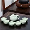 Juego de Té Kung Fu Cerámica Hogar Arcilla Púrpura Semi-Automático Taza de Té Simple Tetera Juego Pequeño Accesorios Fabricante de Té Estilo Japonés