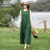 Nuevo Vestido de Algodón y Seda Floral de Algodón y Seda Verano Talla Grande Elegante Playa Sin Mangas Chaleco Vestido Largo para Vacaciones