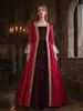 Vestido Medieval de Corte Victoriano para Halloween Disfraz de Presentación Renacentista de una Pieza de Satén Bordado con Cordones