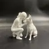 Figura Feminina e Cachorro Impressos em 3D de Venda Quente Transfronteiriça para Decoração de Casa, o Presente Perfeito para Amantes de Cachorros, Design Criativo de Estátua